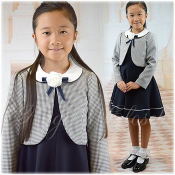 子供スーツ 千鳥格子ネイビーアンサンブル Cat Chopin 1 130cm 入学式 女の子 スーツ ワンピース 清楚 人気 ブランド おすすめ 可愛い アンサンブル 卒園式 お受験 即日発送可 紺 子供スーツのエンジェルスクローゼット