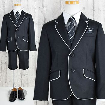 子供スーツ パイピングジャケットスーツセット Cat Chopin 110 1 130cm 入学式 男の子 スーツ おしゃれ 人気 ブランド おすすめ セット 卒園式 お受験 日本 高品質 黒色 子供スーツのエンジェルスクローゼット