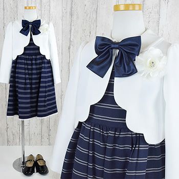 子供スーツ スカラップボレロボーダー柄アンサンブル Cat1903 Chopin 入学式 女の子 ワンピース アンサンブル セットスーツ おしゃれ 人気 ブランド おすすめ 上品 紺 ネイビー 卒園式 お受験 紺 子供スーツのエンジェルスクローゼット