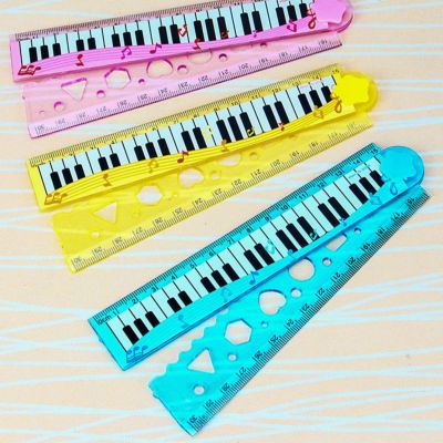 鍵盤＆音符柄2つ折り定規30cm（テンプレート付き）
