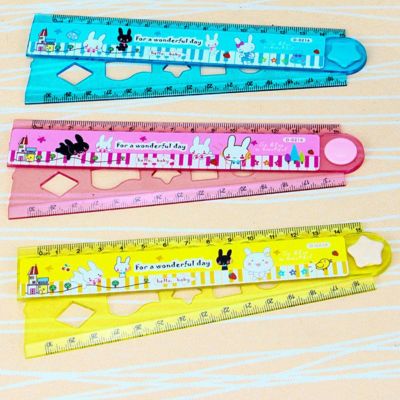 鍵盤＆うさぎ柄2つ折り定規30cm（テンプレート付き）