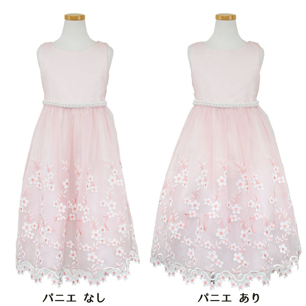 ピアノ発表会や結婚式にぴったりのカラーの女の子用キッズドレス。シンプルで美しいシルエットが魅力のAngel's Closetの子供ドレス レンタル商品（【レンタル】クリスタルオーガンジーフローラル刺繍スカラップ子供ドレス(KD364)ローズ）｜画像6