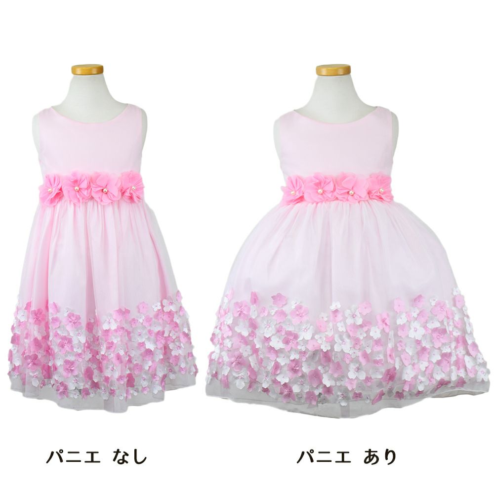ピアノ発表会や結婚式にぴったりのピンクカラーの女の子用キッズドレス。シンプルで美しいシルエットが魅力のAngel's Closetの子供ドレス レンタル商品（【レンタル】フラワーモチーフスカートメッシュ子供ドレス(KD332)ピンク）｜画像7