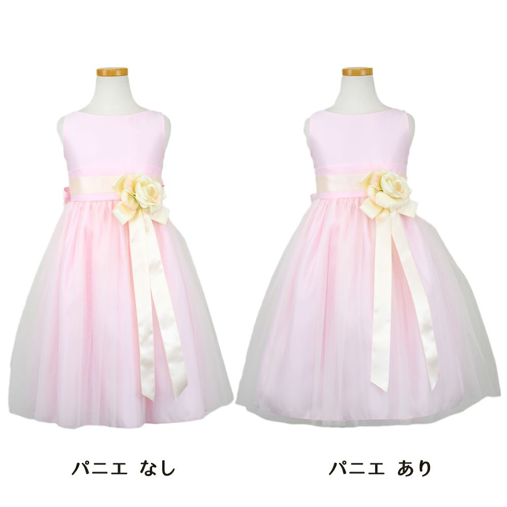 ピアノ発表会や結婚式にぴったりのピンクカラーの女の子用キッズドレス。シンプルで美しいシルエットが魅力のAngel's Closetの子供ドレス レンタル商品（【レンタル】ヴィンテージサテン＆チュール子供ドレス(SK402)ピンク）｜画像6