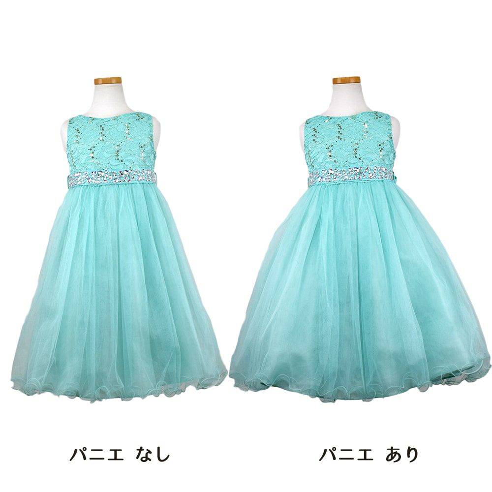 ピアノ発表会や結婚式にぴったりのカラーの女の子用キッズドレス。シンプルで美しいシルエットが魅力のAngel's Closetの子供ドレス レンタル商品（【レンタル】レース＆ラインストーンビジューベルトクリスタルチュール子供ドレス(MBK340)ミント）｜画像7