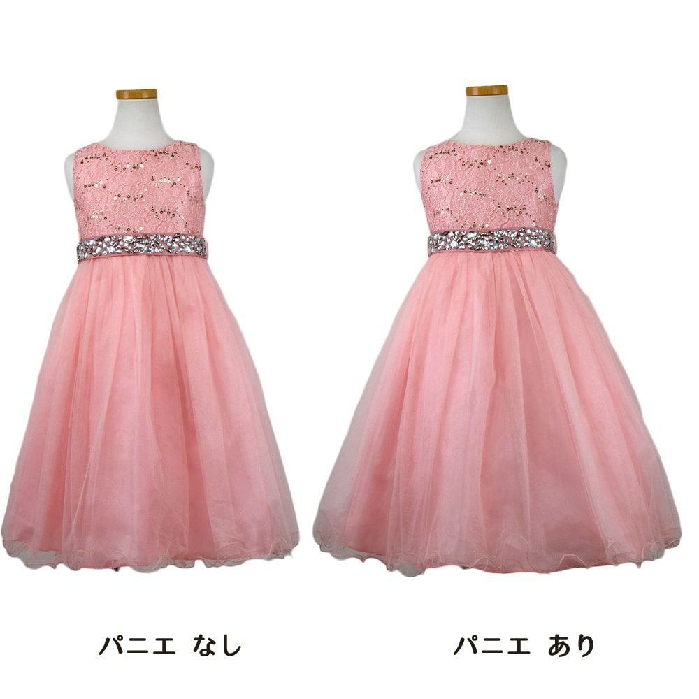ピアノ発表会や結婚式にぴったりのカラーの女の子用キッズドレス。シンプルで美しいシルエットが魅力のAngel's Closetの子供ドレス レンタル商品（【レンタル】レース＆ラインストーンビジューベルトクリスタルチュール子供ドレス(MBK340)ブラッシュ）｜画像7