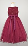 ピアノ発表会や結婚式にぴったりのカラーの女の子用キッズドレス。シンプルで美しいシルエットが魅力のAngel's Closetの子供ドレス レンタル商品（【レンタル】レース＆ラインストーンビジューベルトクリスタルチュール子供ドレス(MBK340)バーガンディー）｜画像5