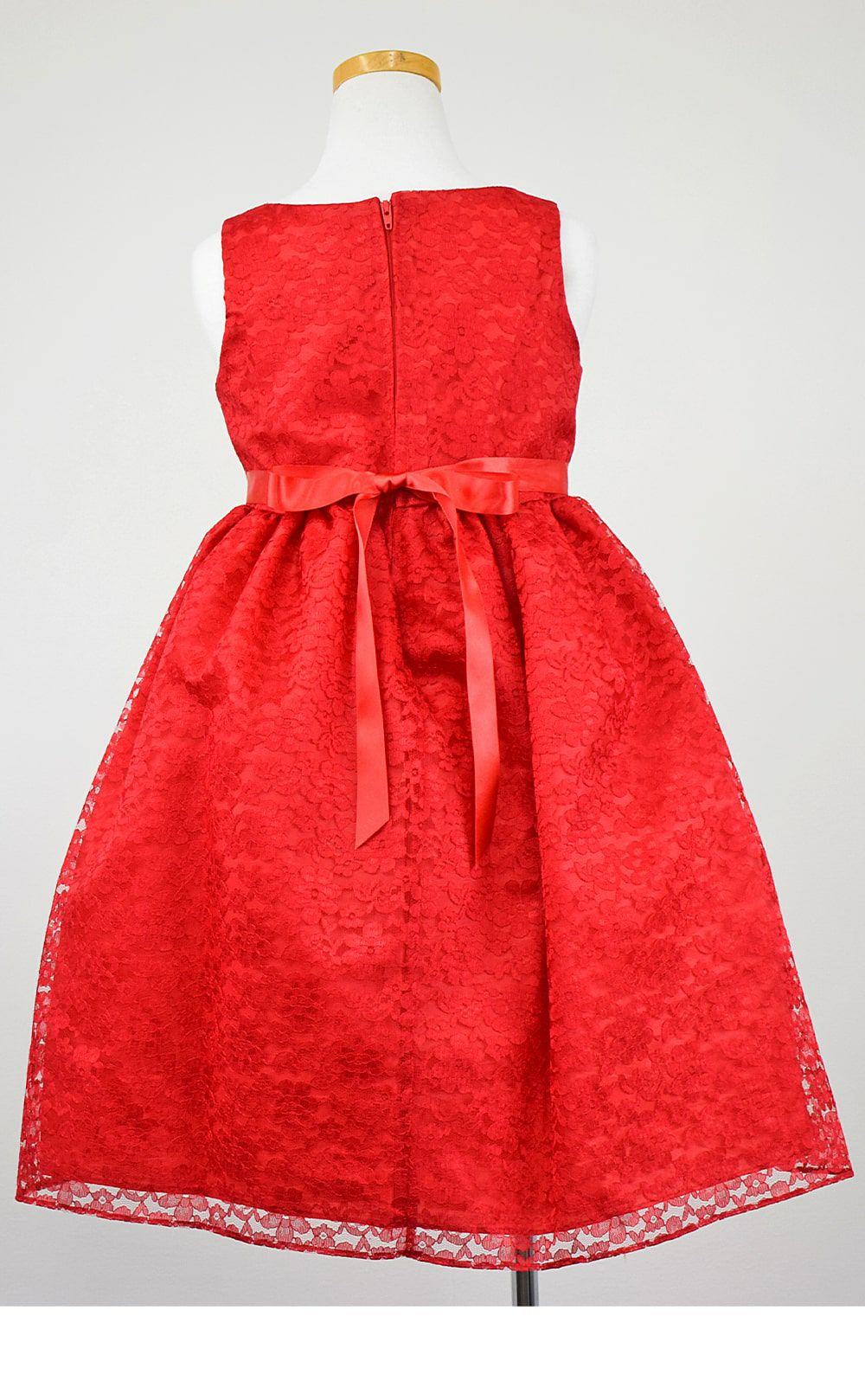 ピアノ発表会や結婚式にぴったりのカラーの女の子用キッズドレス。シンプルで美しいシルエットが魅力のAngel's Closetの子供ドレス レンタル商品（【レンタル】フラワーレースサテンリボン子供ドレス(CCD749)レッド）｜画像5