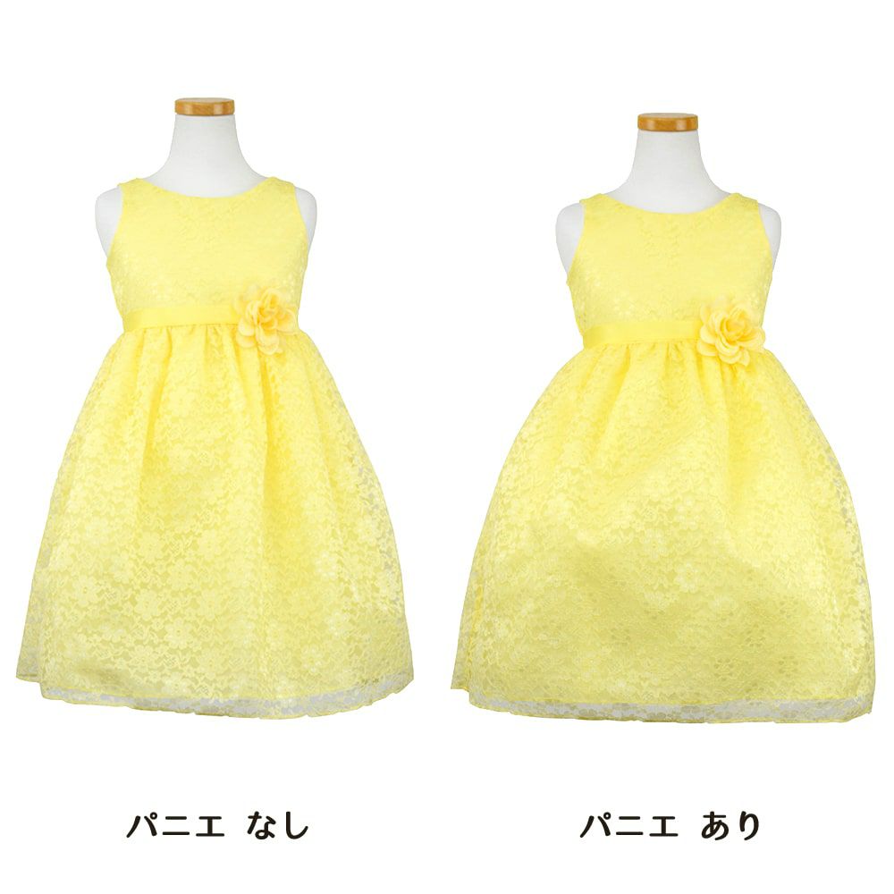 ピアノ発表会や結婚式にぴったりのカラーの女の子用キッズドレス。シンプルで美しいシルエットが魅力のAngel's Closetの子供ドレス レンタル商品（【レンタル】フラワーレースサテンリボン子供ドレス(CCD749)イエロー）｜画像7