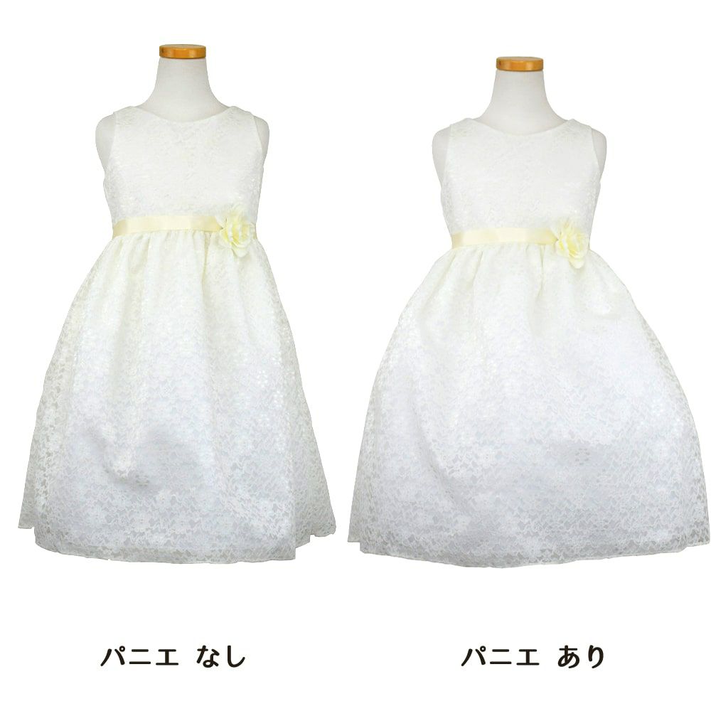 ピアノ発表会や結婚式にぴったりのカラーの女の子用キッズドレス。シンプルで美しいシルエットが魅力のAngel's Closetの子供ドレス レンタル商品（【レンタル】フラワーレースサテンリボン子供ドレス(CCD749)アイボリー）｜画像7
