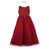 ピアノ発表会や結婚式にぴったりのカラーの女の子用キッズドレス。シンプルで美しいシルエットが魅力のAngel's Closetの子供ドレス レンタル商品（【レンタル】パールスパンコールスーパーエレガントチュール子供ドレス(cdc5008)バーガンディー）｜画像2