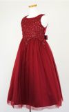 ピアノ発表会や結婚式にぴったりのカラーの女の子用キッズドレス。シンプルで美しいシルエットが魅力のAngel's Closetの子供ドレス レンタル商品（【レンタル】パールスパンコールスーパーエレガントチュール子供ドレス(cdc5008)バーガンディー）｜画像4