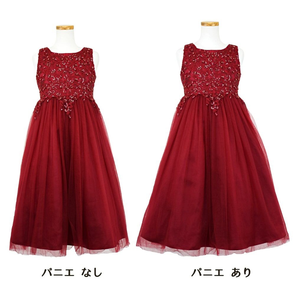 ピアノ発表会や結婚式にぴったりのカラーの女の子用キッズドレス。シンプルで美しいシルエットが魅力のAngel's Closetの子供ドレス レンタル商品（【レンタル】パールスパンコールスーパーエレガントチュール子供ドレス(cdc5008)バーガンディー）｜画像7