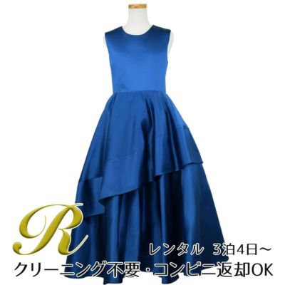 【レンタル】クラシカルサテンプリンセスロング子供ドレスA(yp005a)ライトネイビー