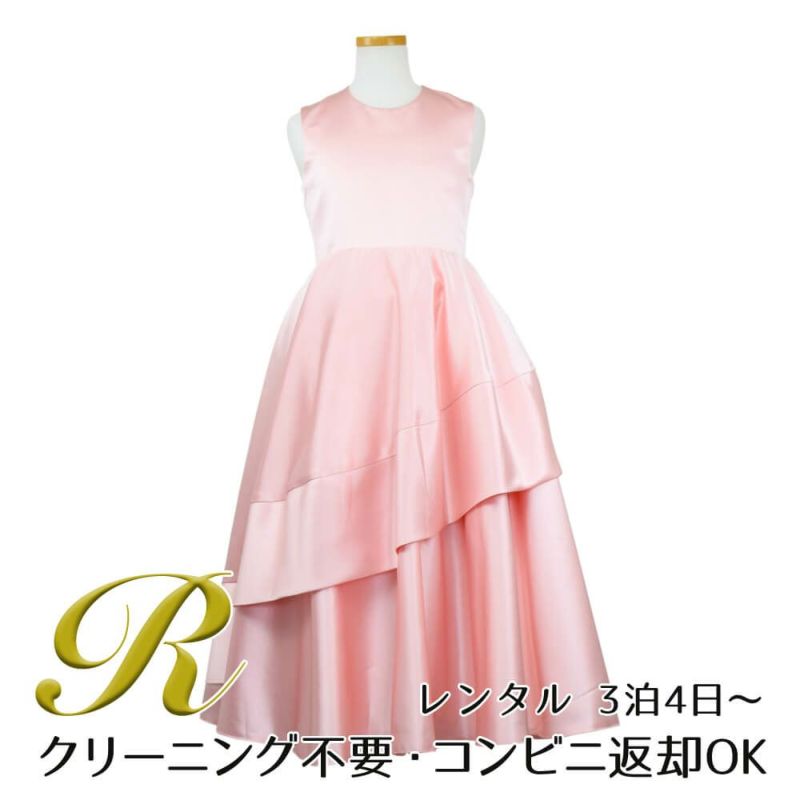 ピアノ発表会や結婚式にぴったりのピンクカラーの女の子用キッズドレス。シンプルで美しいシルエットが魅力のAngel's Closetの子供ドレス レンタル商品（【レンタル】クラシカルサテンプリンセスロング子供ドレスA(yp005a)ライトピンク）｜画像1
