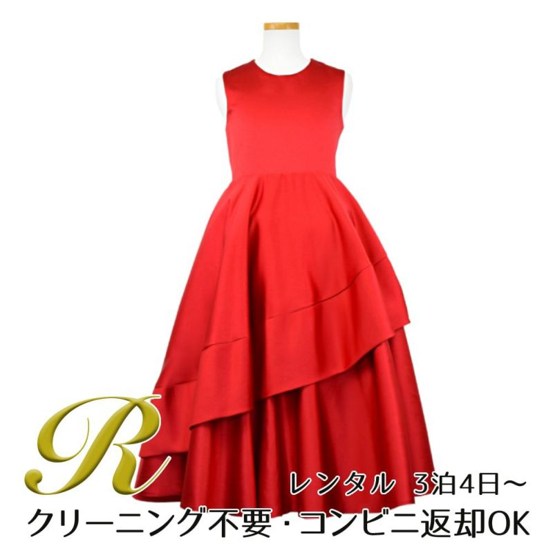 ピアノ発表会や結婚式にぴったりのカラーの女の子用キッズドレス。シンプルで美しいシルエットが魅力のAngel's Closetの子供ドレス レンタル商品（【レンタル】クラシカルサテンプリンセスロング子供ドレスA(yp005a)レッド）｜画像1