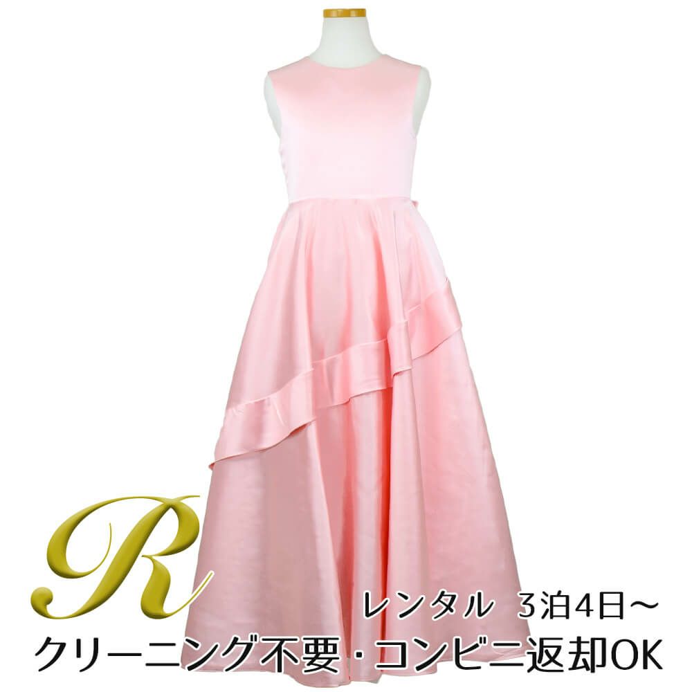 ピアノ発表会や結婚式にぴったりのピンクカラーの女の子用キッズドレス。シンプルで美しいシルエットが魅力のAngel's Closetの子供ドレス レンタル商品（【レンタル】クラシカルサテンプリンセスロング子供ドレスB(yp005b)ライトピンク）｜画像1