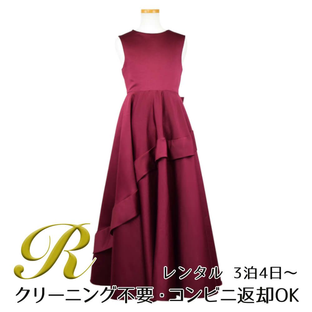 ピアノ発表会や結婚式にぴったりのカラーの女の子用キッズドレス。シンプルで美しいシルエットが魅力のAngel's Closetの子供ドレス レンタル商品（【レンタル】クラシカルサテンプリンセスロング子供ドレスB(yp005b)バーガンディー）｜画像1
