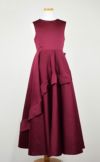 ピアノ発表会や結婚式にぴったりのカラーの女の子用キッズドレス。シンプルで美しいシルエットが魅力のAngel's Closetの子供ドレス レンタル商品（【レンタル】クラシカルサテンプリンセスロング子供ドレスB(yp005b)バーガンディー）｜画像3