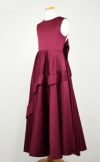 ピアノ発表会や結婚式にぴったりのカラーの女の子用キッズドレス。シンプルで美しいシルエットが魅力のAngel's Closetの子供ドレス レンタル商品（【レンタル】クラシカルサテンプリンセスロング子供ドレスB(yp005b)バーガンディー）｜画像4