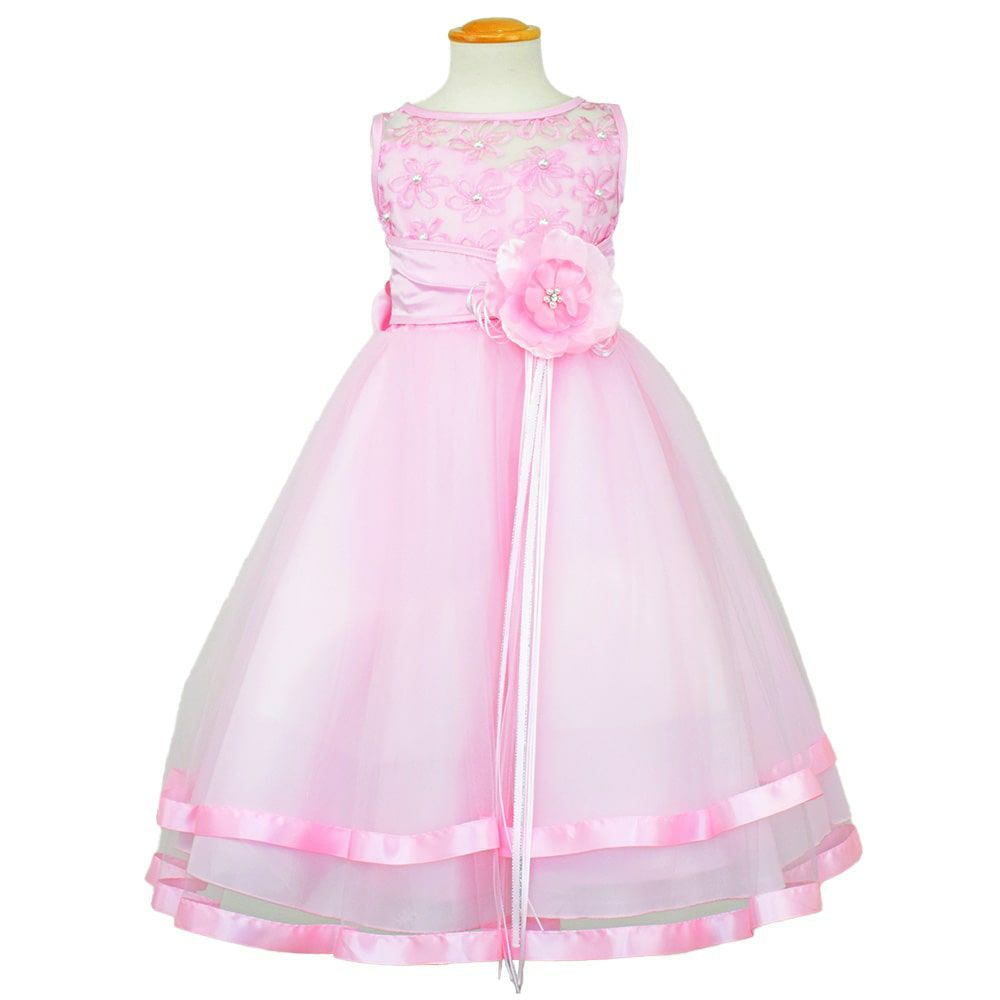 ピアノ発表会や結婚式にぴったりのピンクカラーの女の子用キッズドレス。シンプルで美しいシルエットが魅力のAngel's Closetの子供ドレス レンタル商品（【レンタル】ロマンス(rmc)ピンク）｜画像2