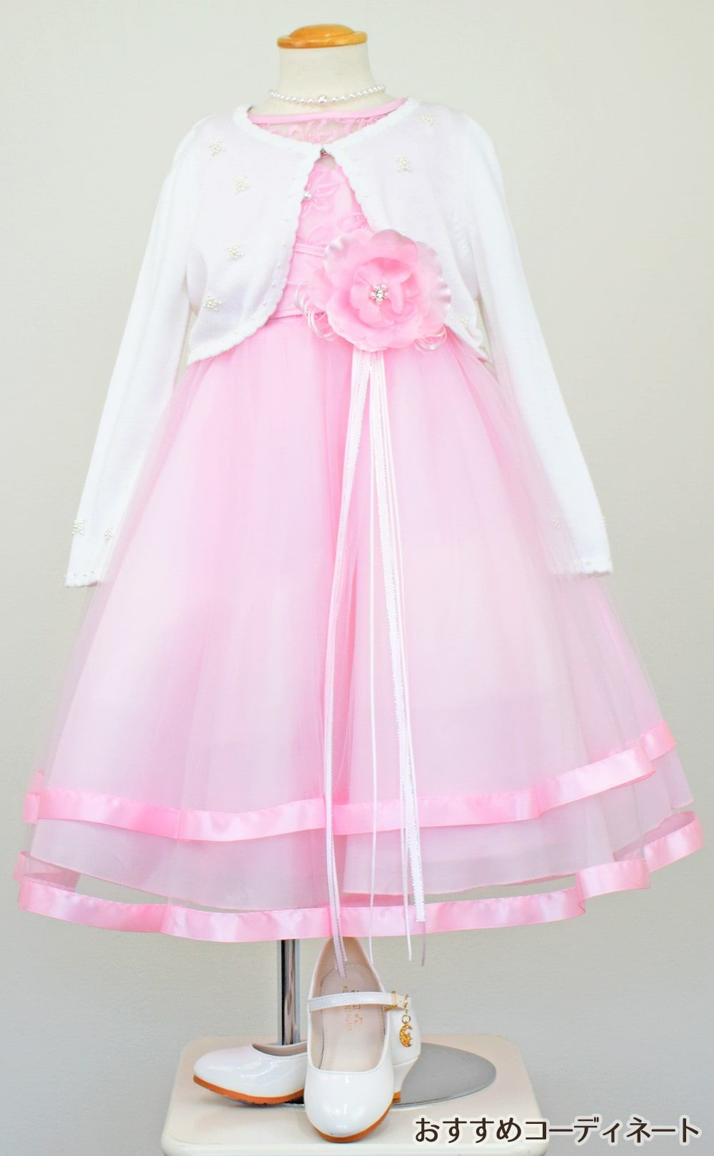 ピアノ発表会や結婚式にぴったりのピンクカラーの女の子用キッズドレス。シンプルで美しいシルエットが魅力のAngel's Closetの子供ドレス レンタル商品（【レンタル】ロマンス(rmc)ピンク）｜画像11