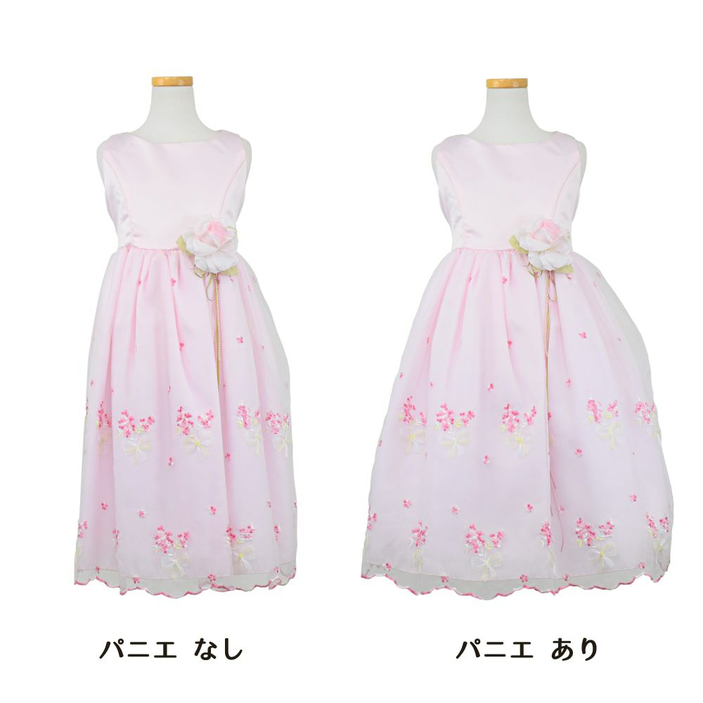ピアノ発表会や結婚式にぴったりのピンクカラーの女の子用キッズドレス。シンプルで美しいシルエットが魅力のAngel's Closetの子供ドレス レンタル商品（【レンタル】サテン＆ブーケ柄刺繍オーガンジー子供ドレス(KD220)ピンク）｜画像7