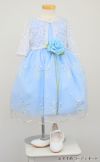 ピアノ発表会や結婚式にぴったりのブルーカラーの女の子用キッズドレス。シンプルで美しいシルエットが魅力のAngel's Closetの子供ドレス レンタル商品（【レンタル】サテン＆ブーケ柄刺繍オーガンジー子供ドレス(KD220)ブルー）｜画像10