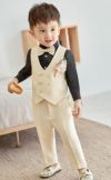 発表会やコンクールにぴったりのブラックカラーの男の子用フォーマルスーツ。シンプルで美しいシルエットが魅力のAngel's Closetの子供フォーマル レンタル商品（【レンタル】ダブルブレストベストスーツ（蝶ネクタイ）4点セット(YP153)アイボリー/ブラック）｜画像10