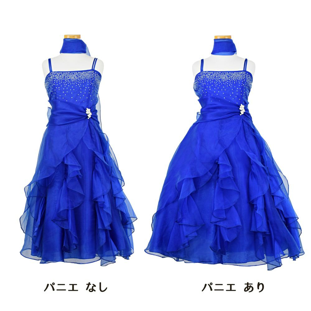 ピアノ発表会や結婚式にぴったりのブルーカラーの女の子用キッズドレス。シンプルで美しいシルエットが魅力のAngel's Closetの子供ドレス レンタル商品（【レンタル】ラインストーン＆オーガンジーレイヤードフリル子供ドレス(HC734)ロイヤルブルー）｜画像7