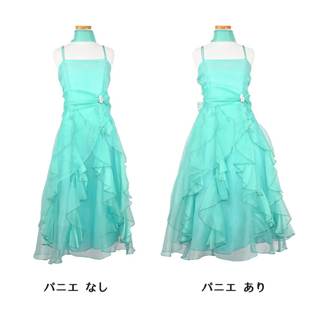 ピアノ発表会や結婚式にぴったりのブルーカラーの女の子用キッズドレス。シンプルで美しいシルエットが魅力のAngel's Closetの子供ドレス レンタル商品（【レンタル】ラインストーン＆オーガンジーレイヤードフリル子供ドレス(HC734)ティファニーブルー）｜画像7