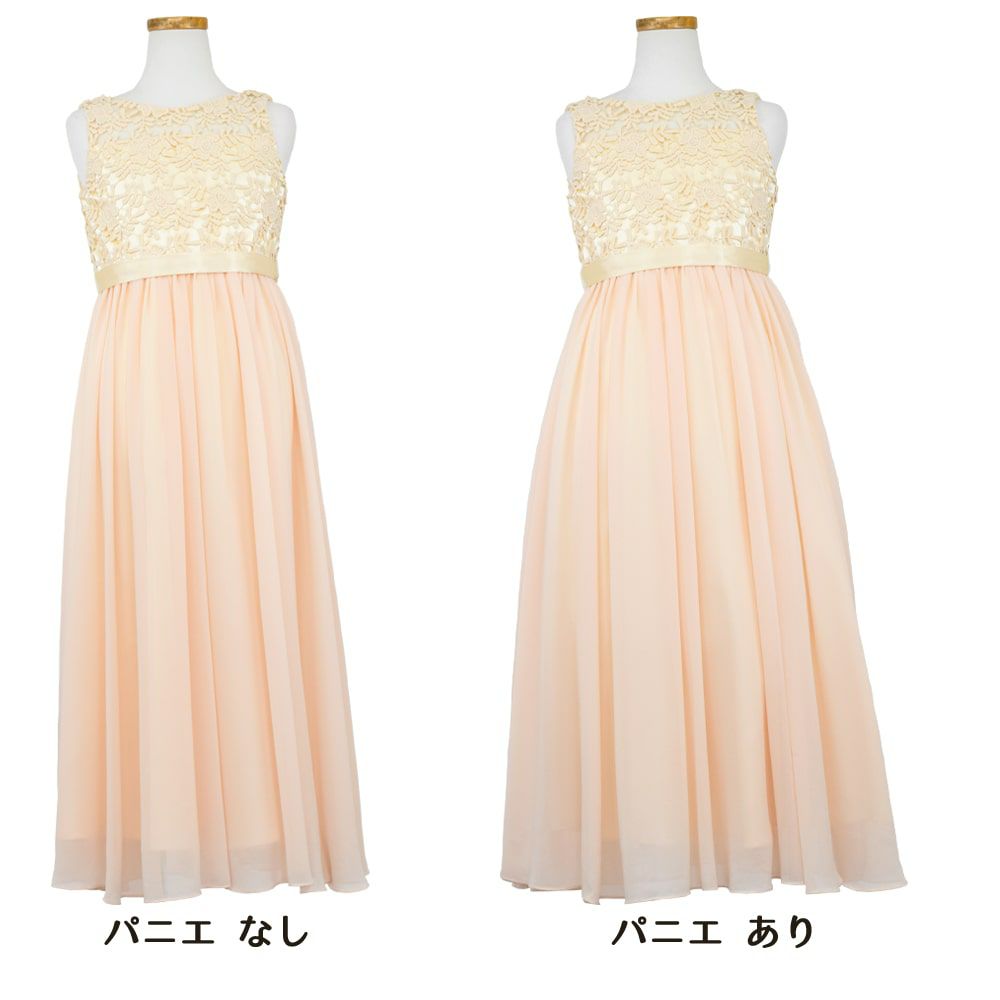 ピアノ発表会や結婚式にぴったりのカラーの女の子用キッズドレス。シンプルで美しいシルエットが魅力のAngel's Closetの子供ドレス レンタル商品（【レンタル】エレガント3Dレースシフォンロング子供ドレス(CDC5006)シャンパン）｜画像7