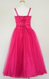 ピアノ発表会や結婚式にぴったりのカラーの女の子用キッズドレス。シンプルで美しいシルエットが魅力のAngel's Closetの子供ドレス レンタル商品（【レンタル】クリンクルタフタ＆チュールロング子供ドレス（コルセットバック）(CDC4001)フクシア）｜画像5