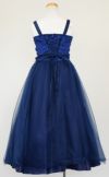 ピアノ発表会や結婚式にぴったりのネイビーカラーの女の子用キッズドレス。シンプルで美しいシルエットが魅力のAngel's Closetの子供ドレス レンタル商品（【レンタル】クリンクルタフタ＆チュールロング子供ドレス（コルセットバック）(CDC4001)ネイビー）｜画像5