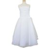 ピアノ発表会や結婚式にぴったりのホワイトカラーの女の子用キッズドレス。シンプルで美しいシルエットが魅力のAngel's Closetの子供ドレス レンタル商品（【レンタル】クリンクルタフタ＆チュールロング子供ドレス（コルセットバック）(CDC4001)ホワイト）｜画像2