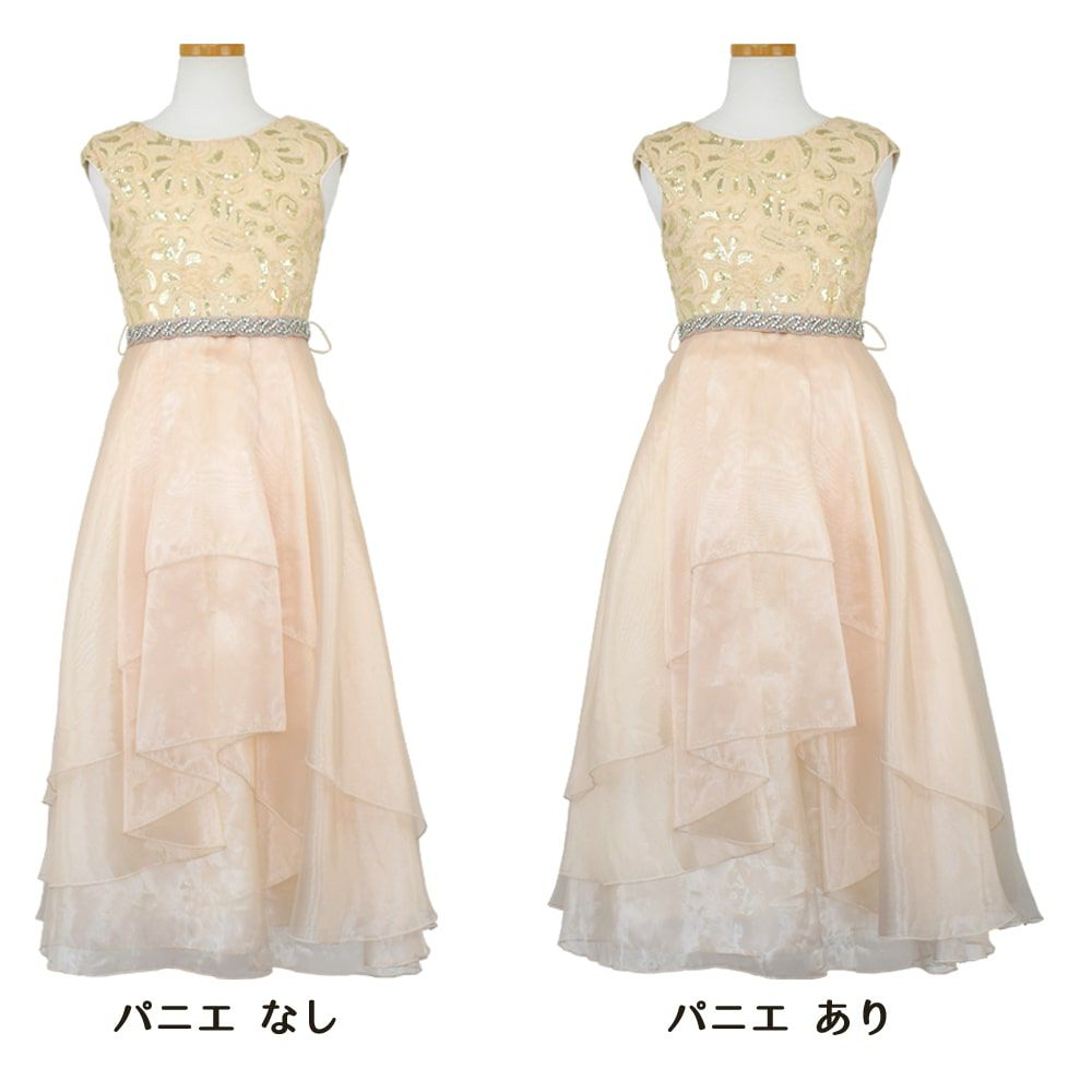 ピアノ発表会や結婚式にぴったりのカラーの女の子用キッズドレス。シンプルで美しいシルエットが魅力のAngel's Closetの子供ドレス レンタル商品（【レンタル】スパークリートップ＆オーガンジーレイヤー子供ドレス(JK3811)タープ）｜画像7