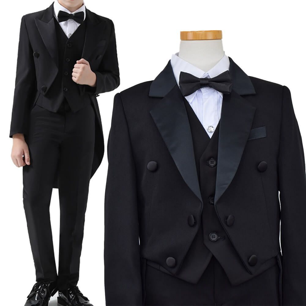 発表会やコンクールにぴったりのカラーの男の子用フォーマルスーツ。シンプルで美しいシルエットが魅力のAngel's Closetの子供フォーマル レンタル商品（【レンタル】ベスト付きスマートタキシード燕尾(YP154)）｜画像2