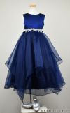 ピアノ発表会や結婚式にぴったりのネイビーカラーの女の子用キッズドレス。シンプルで美しいシルエットが魅力のAngel's Closetの子供ドレス レンタル商品（【レンタル】リボンビーズ刺繍＆フェミニンオーガンジーロング子供ドレス(YP155)ネイビー）｜画像9