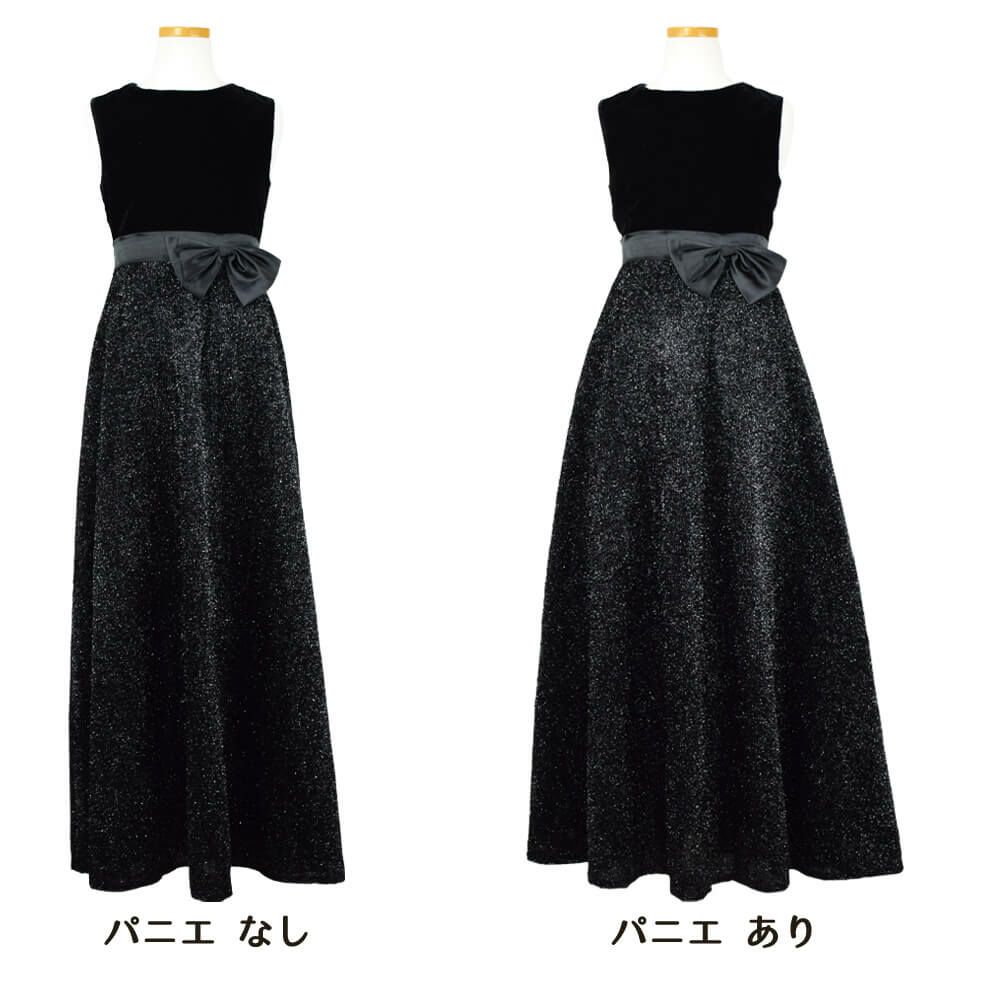 ピアノ発表会や結婚式にぴったりのブラックカラーの女の子用キッズドレス。シンプルで美しいシルエットが魅力のAngel's Closetの子供ドレス レンタル商品（【レンタル】ブラックベルベット＆煌めくＡラインロングドレス※ウエストリボン結び型(YP157)ブラック）｜画像7