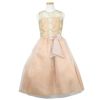 ピアノ発表会や結婚式にぴったりのカラーの女の子用キッズドレス。シンプルで美しいシルエットが魅力のAngel's Closetの子供ドレス レンタル商品（【レンタル】レース＆メタル刺繍オーガンジー子供ドレス（リボンコサージュ付）(CC2461)シャンパン）｜画像2