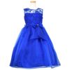 ピアノ発表会や結婚式にぴったりのブルーカラーの女の子用キッズドレス。シンプルで美しいシルエットが魅力のAngel's Closetの子供ドレス レンタル商品（【レンタル】レース＆メタル刺繍オーガンジー子供ドレス（リボンコサージュ付）(CC2461)ロイヤルブルー）｜画像2