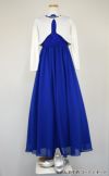 ピアノ発表会や結婚式にぴったりのブルーカラーの女の子用キッズドレス。シンプルで美しいシルエットが魅力のAngel's Closetの子供ドレス レンタル商品（【レンタル】イリュージョンネックレース＆キャップスリーブシフォンロング子供ドレス(YP158)ロイヤルブルー）｜画像10