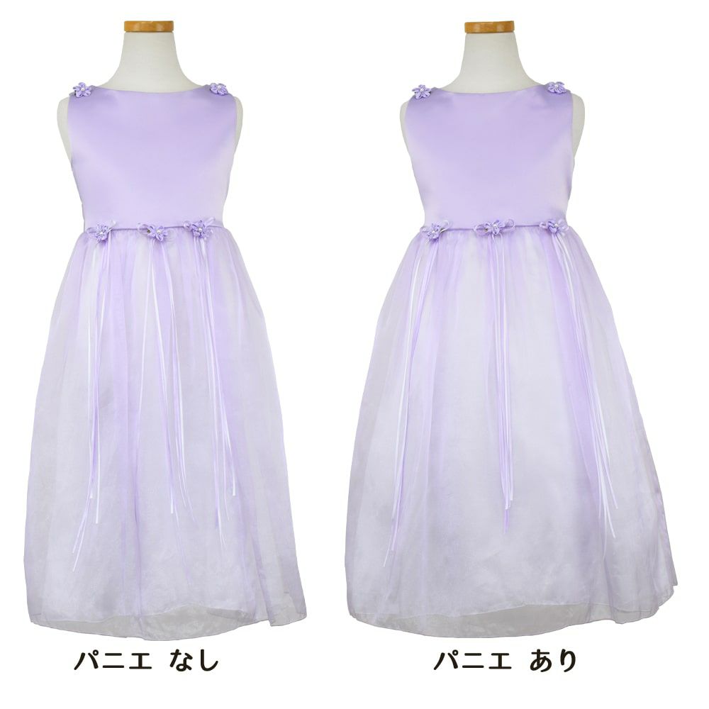 ピアノ発表会や結婚式にぴったりのライラックカラーの女の子用キッズドレス。シンプルで美しいシルエットが魅力のAngel's Closetの子供ドレス レンタル商品（【レンタル】サテン＆シャイニーオーガンジー子供ドレスサニー(KD149)ライラック）｜画像6