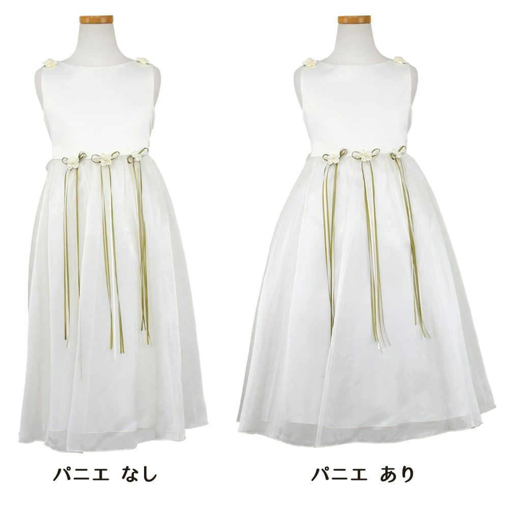 ピアノ発表会や結婚式にぴったりのホワイトカラーの女の子用キッズドレス。シンプルで美しいシルエットが魅力のAngel's Closetの子供ドレス レンタル商品（【レンタル】サテン＆シャイニーオーガンジー子供ドレスサニー(KD149)オフホワイト）｜画像6