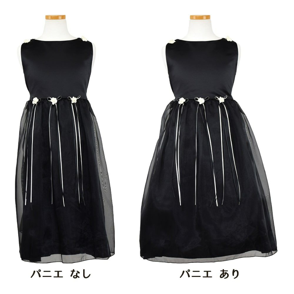 ピアノ発表会や結婚式にぴったりのブラックカラーの女の子用キッズドレス。シンプルで美しいシルエットが魅力のAngel's Closetの子供ドレス レンタル商品（【レンタル】サテン＆シャイニーオーガンジー子供ドレスサニー(KD149)ブラック）｜画像6