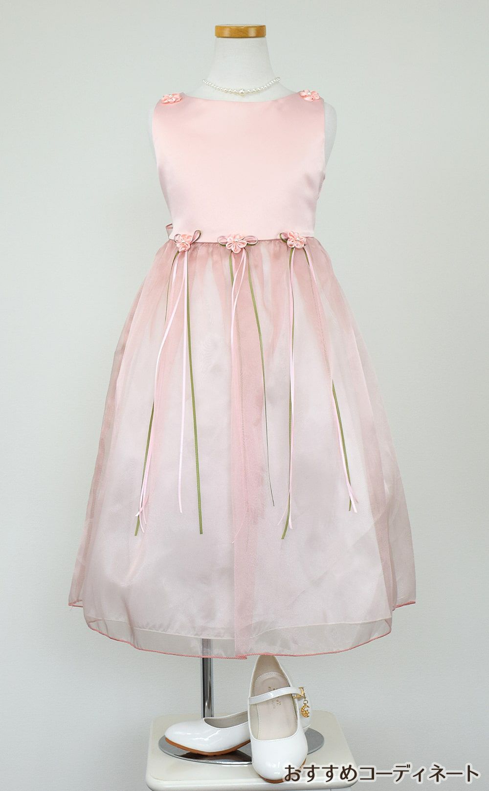 ピアノ発表会や結婚式にぴったりのカラーの女の子用キッズドレス。シンプルで美しいシルエットが魅力のAngel's Closetの子供ドレス レンタル商品（【レンタル】サテン＆シャイニーオーガンジー子供ドレスサニー(KD149)ダスティローズ）｜画像8