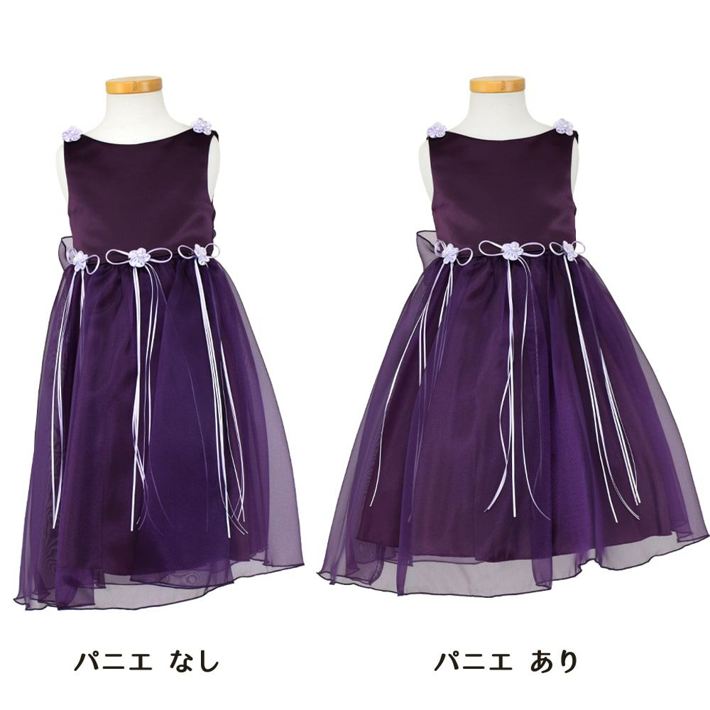 ピアノ発表会や結婚式にぴったりのカラーの女の子用キッズドレス。シンプルで美しいシルエットが魅力のAngel's Closetの子供ドレス レンタル商品（【レンタル】サテン＆シャイニーオーガンジー子供ドレスサニー(KD149)エッグプラント）｜画像6
