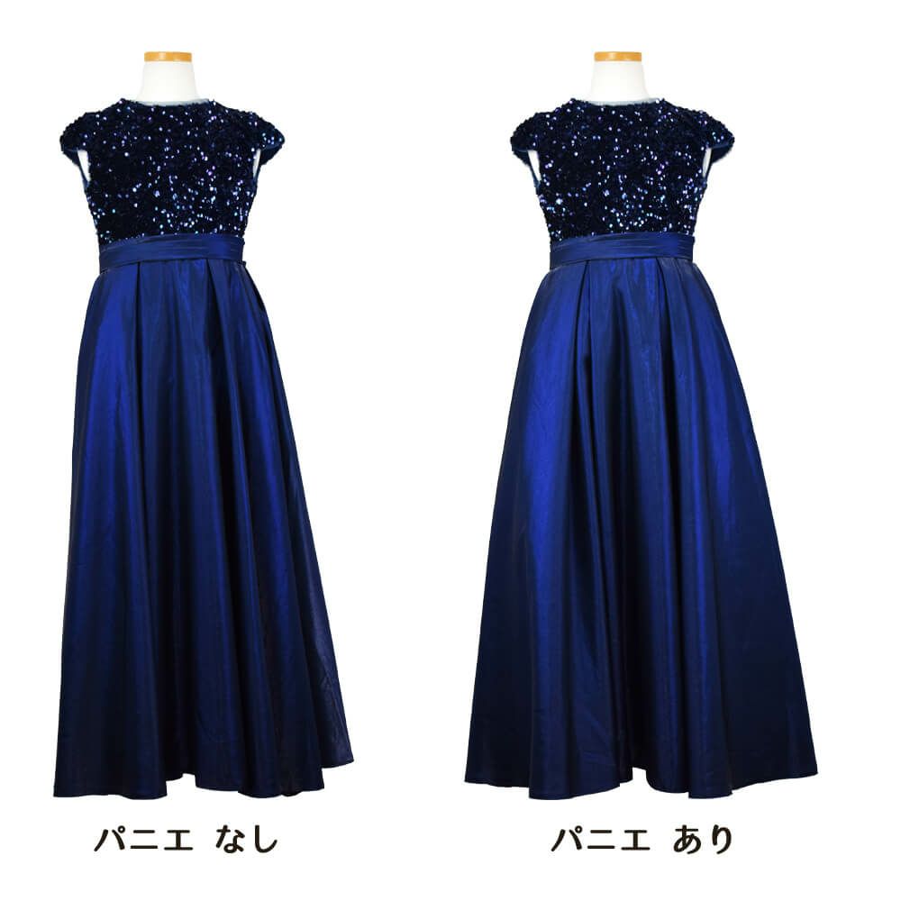 ピアノ発表会や結婚式にぴったりのネイビーカラーの女の子用キッズドレス。シンプルで美しいシルエットが魅力のAngel's Closetの子供ドレス レンタル商品（【レンタル】スパンコール＆サテンロングドレス※コルセットバックリボン結び型(YP136C)ネイビー）｜画像7