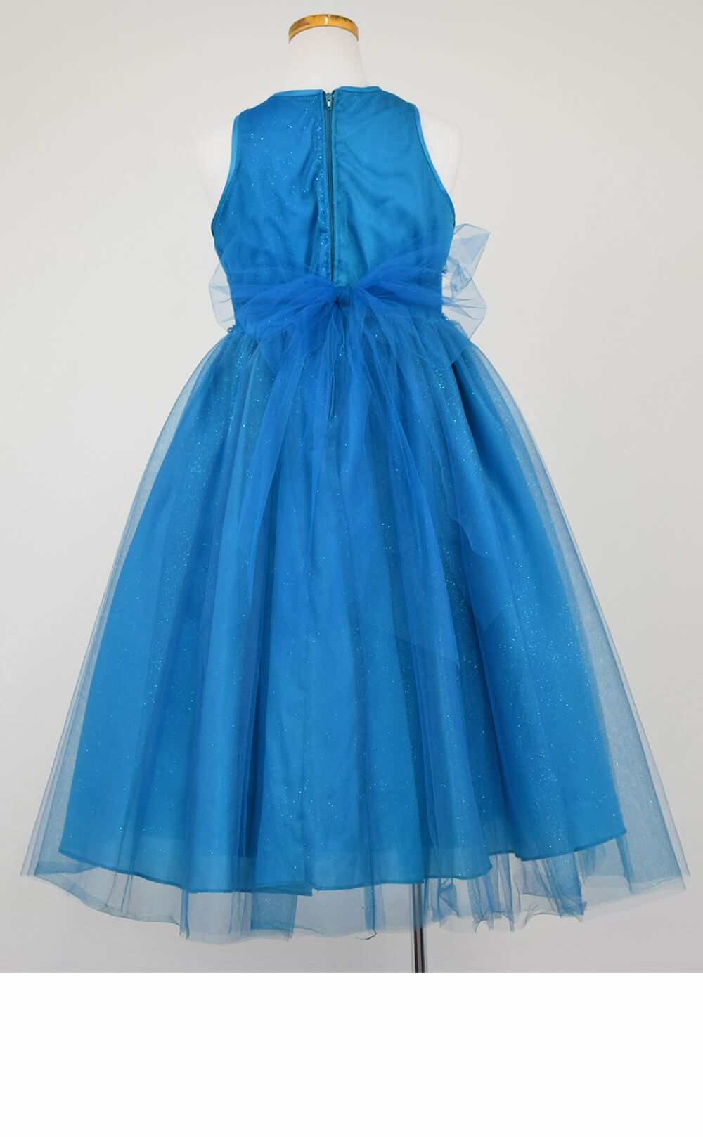 ピアノ発表会や結婚式にぴったりのカラーの女の子用キッズドレス。シンプルで美しいシルエットが魅力のAngel's Closetの子供ドレス レンタル商品（【レンタル】グリッター％パールトップチュール子供ドレス(ccd800)ティールグリーン）｜画像5