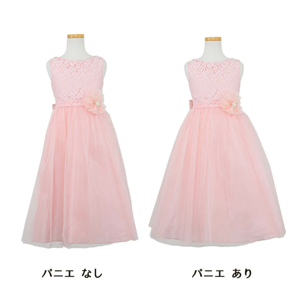 ピアノ発表会や結婚式にぴったりのカラーの女の子用キッズドレス。シンプルで美しいシルエットが魅力のAngel's Closetの子供ドレス レンタル商品（【レンタル】エレガントレース＆チュール子供ドレス(MBK346)ブラッシュ）｜画像6